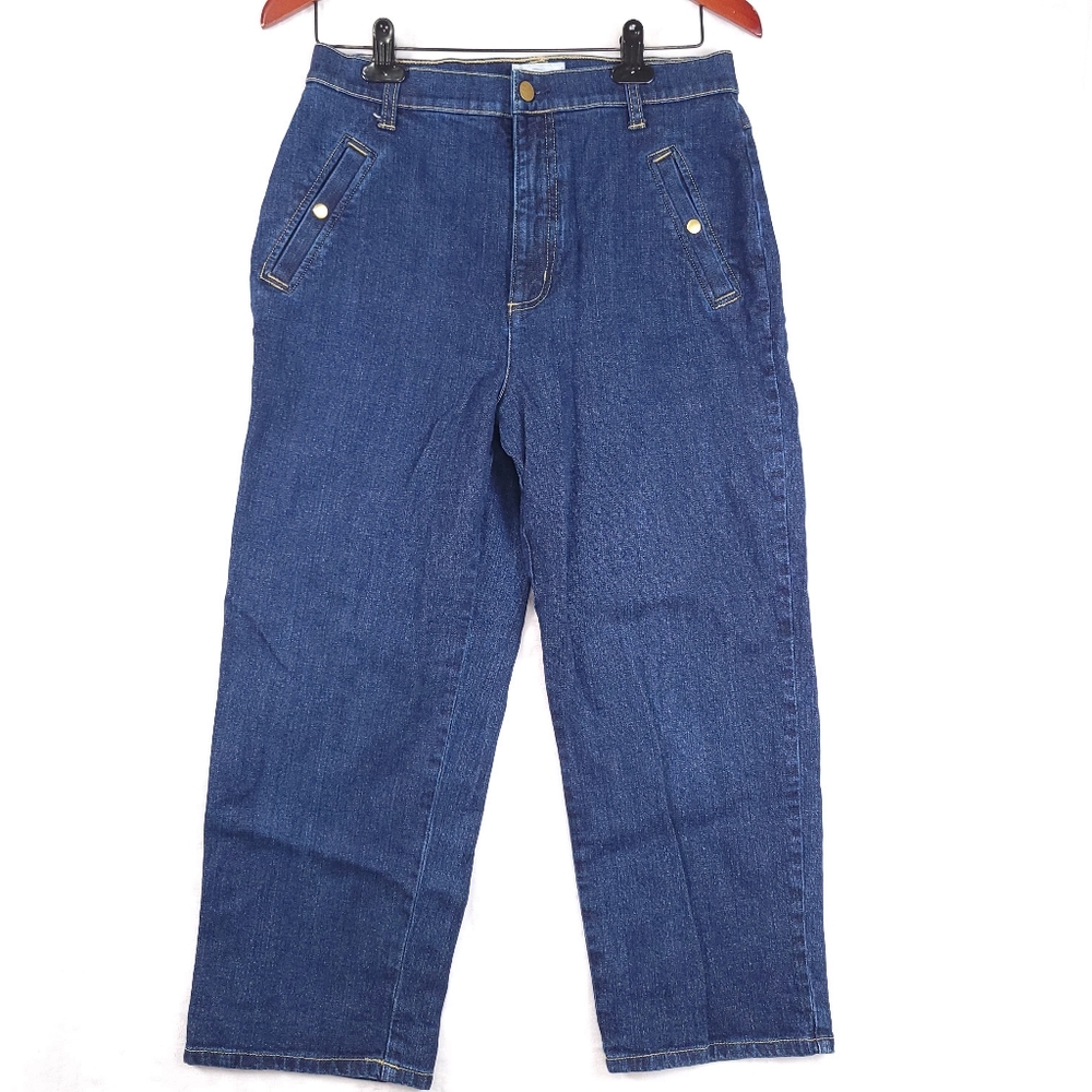 FDJ French Dressing Peggy Cropped Jean Sailor Pocket Crop High Waist Women 10